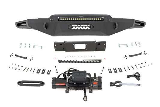 Rough Country Hybrid Front Bumper | 12000S | Blk LED w/ White DRL | Toyota Tundra (22-26)