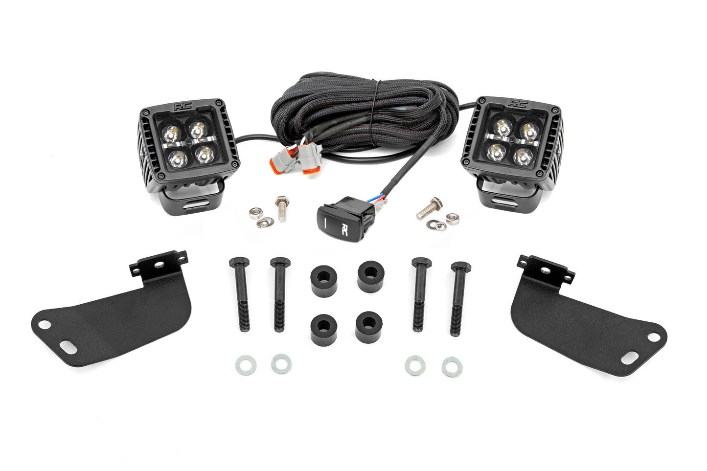 Rough Country LED Light Kit | Front Mount | 2" Black Pair | White DRL | Segway 570 F