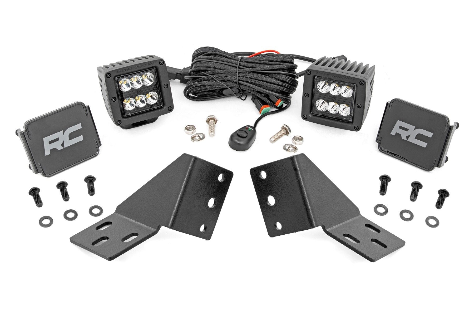 Rough Country LED Light Kit | Rear Mount | 2" Black Pair | CFMOTO UFORCE U10 Pro