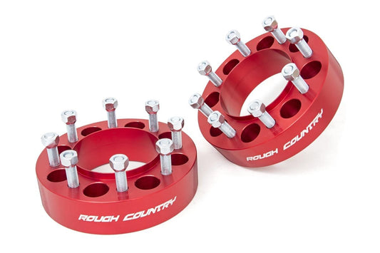 Rough Country 2 Inch Wheel Spacers | 8x170 | Red | Ford F-250/F-350 Super Duty 4WD (03-26)