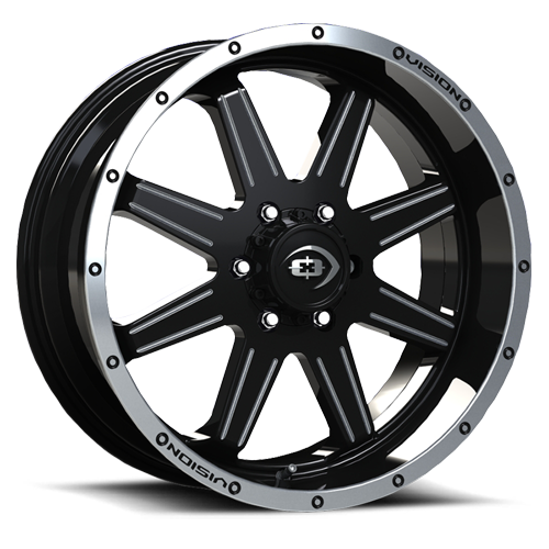 VISION CANNIBAL CUSTOM WHEEL Gloss Black Machined Lip Milled Spoke