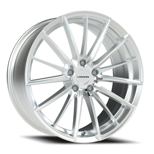 VISION AXIS 16X7.5 38 5X112 Hyper Silver Machined Face