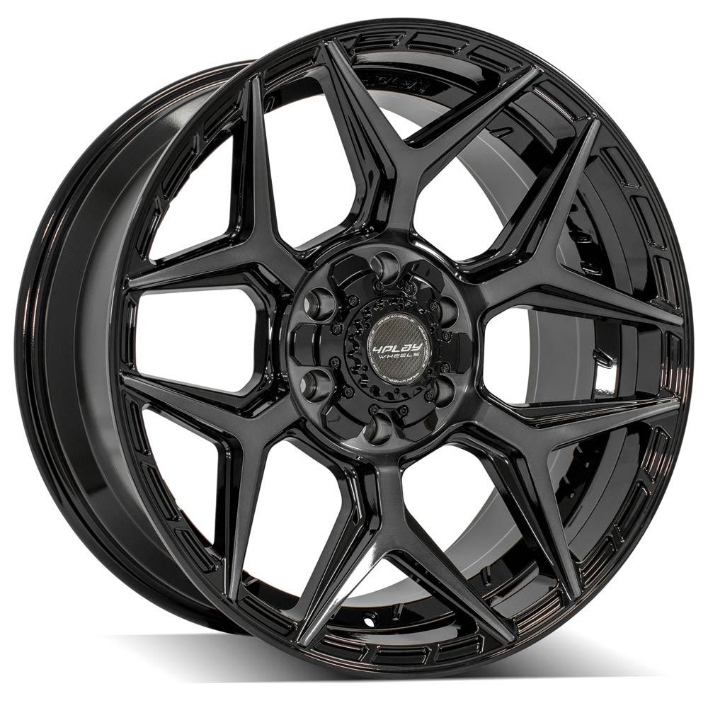 4PLAY 4P06 20x9 6X139.7, 6X135 0 GLOSS BLACK W/ BRUSHED FACE & TINTED CLEAR