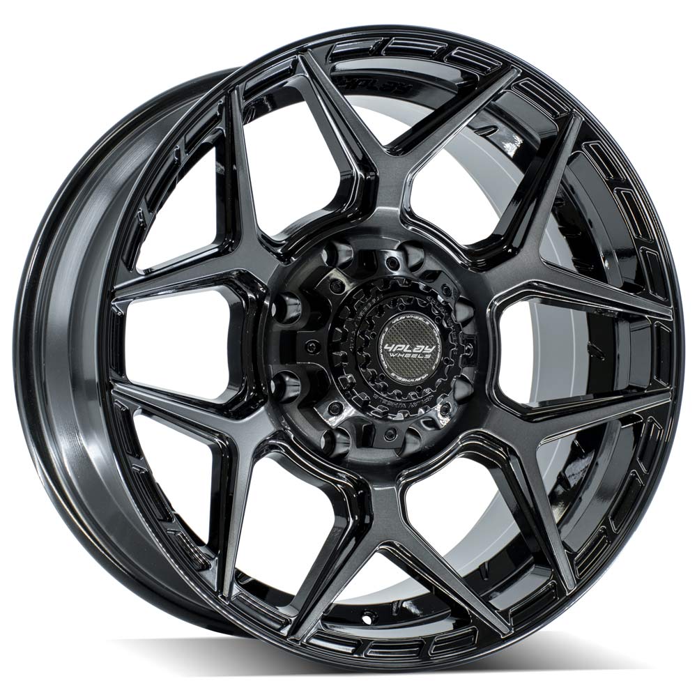4PLAY 4P06 20x9 8X165.1 0 GLOSS BLACK W/ BRUSHED FACE & TINTED CLEAR