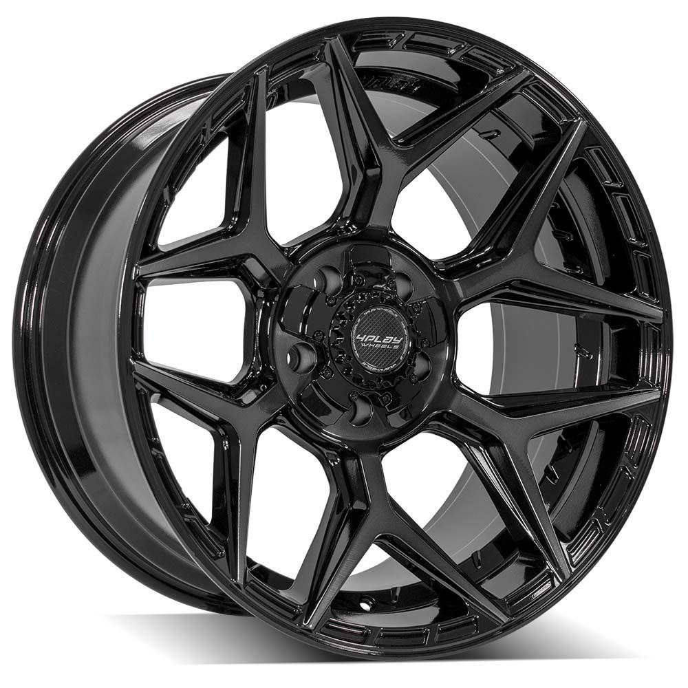 4PLAY 4P06 20x10 5X127, 5X139.7 -18 GLOSS BLACK W/ BRUSHED FACE & TINTED CLEAR