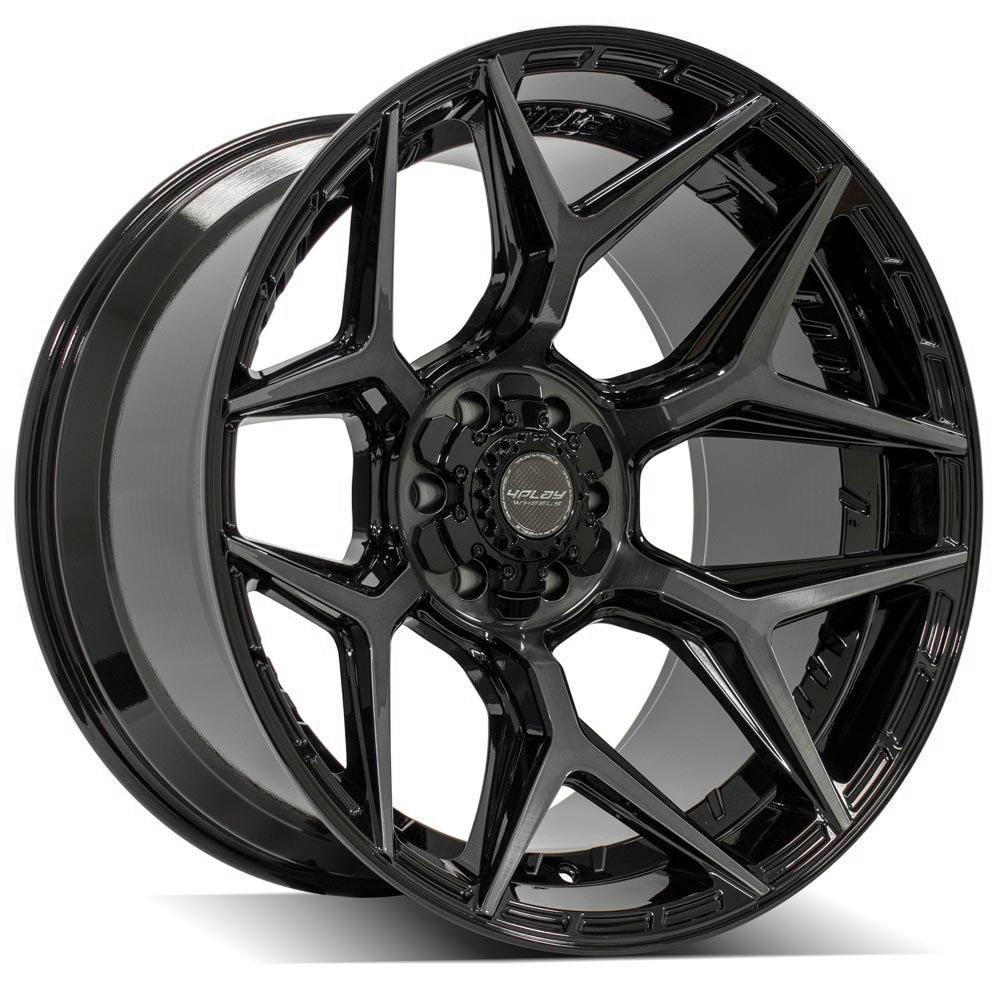 4PLAY 4P06 22x12 6X139.7, 6X135 -44 GLOSS BLACK W/ BRUSHED FACE & TINTED CLEAR