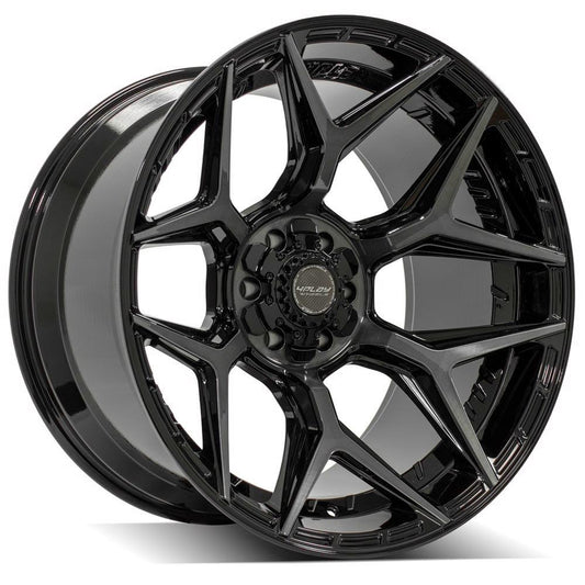 4PLAY 4P06 22x12 6X139.7, 6X135 -44 GLOSS BLACK W/ BRUSHED FACE & TINTED CLEAR