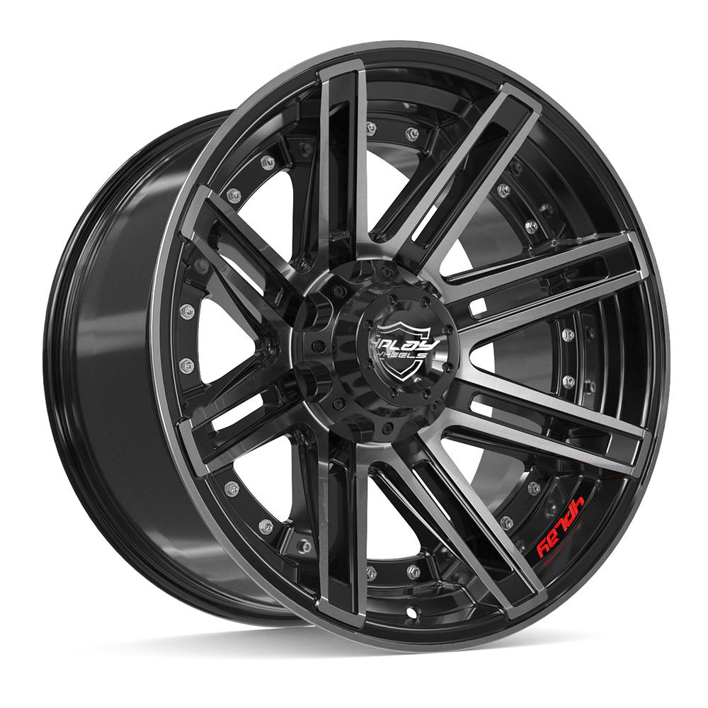 4PLAY 4P08 20x10 6X139.7, 6X135 -18 GLOSS BLACK W/ BRUSHED FACE & TINTED CLEAR