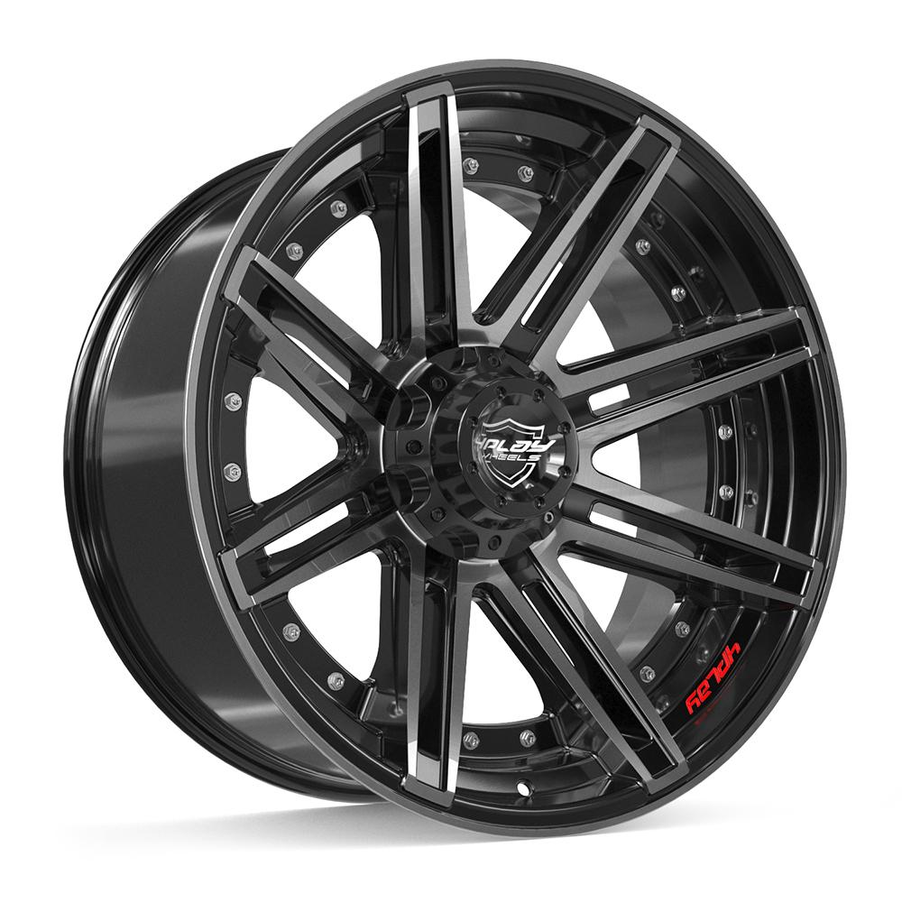4PLAY 4P08 22x10 6X139.7, 6X135 -18 GLOSS BLACK W/ BRUSHED FACE & TINTED CLEAR