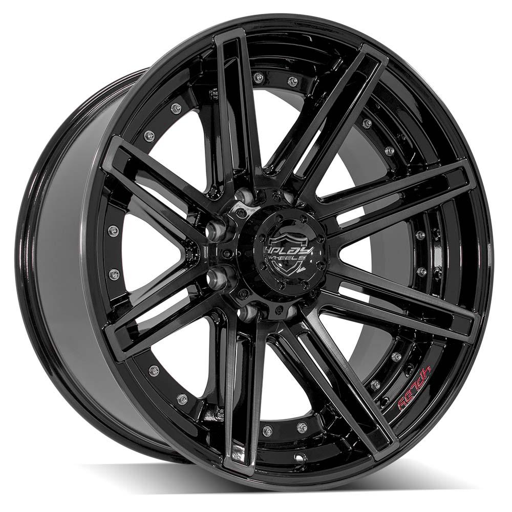 4PLAY 4P08 22x10 8X180 -24 GLOSS BLACK W/ BRUSHED FACE & TINTED CLEAR