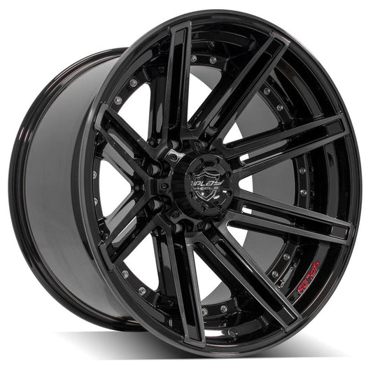 4PLAY 4P08 22x12 8X170 -44 GLOSS BLACK W/ BRUSHED FACE & TINTED CLEAR