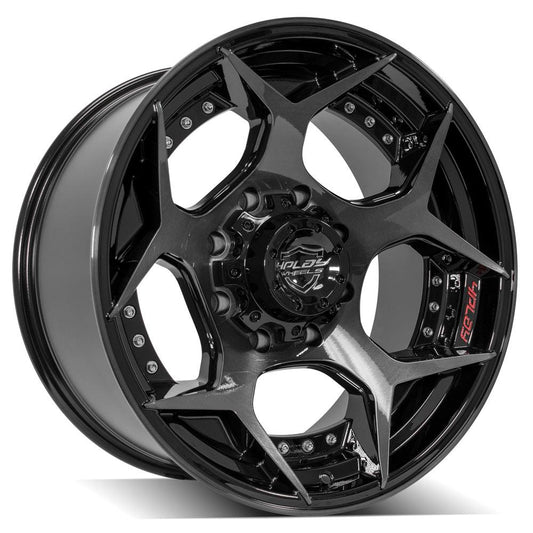 4PLAY 4P50 20x10 8X170 -24 GLOSS BLACK W/ BRUSHED FACE & TINTED CLEAR