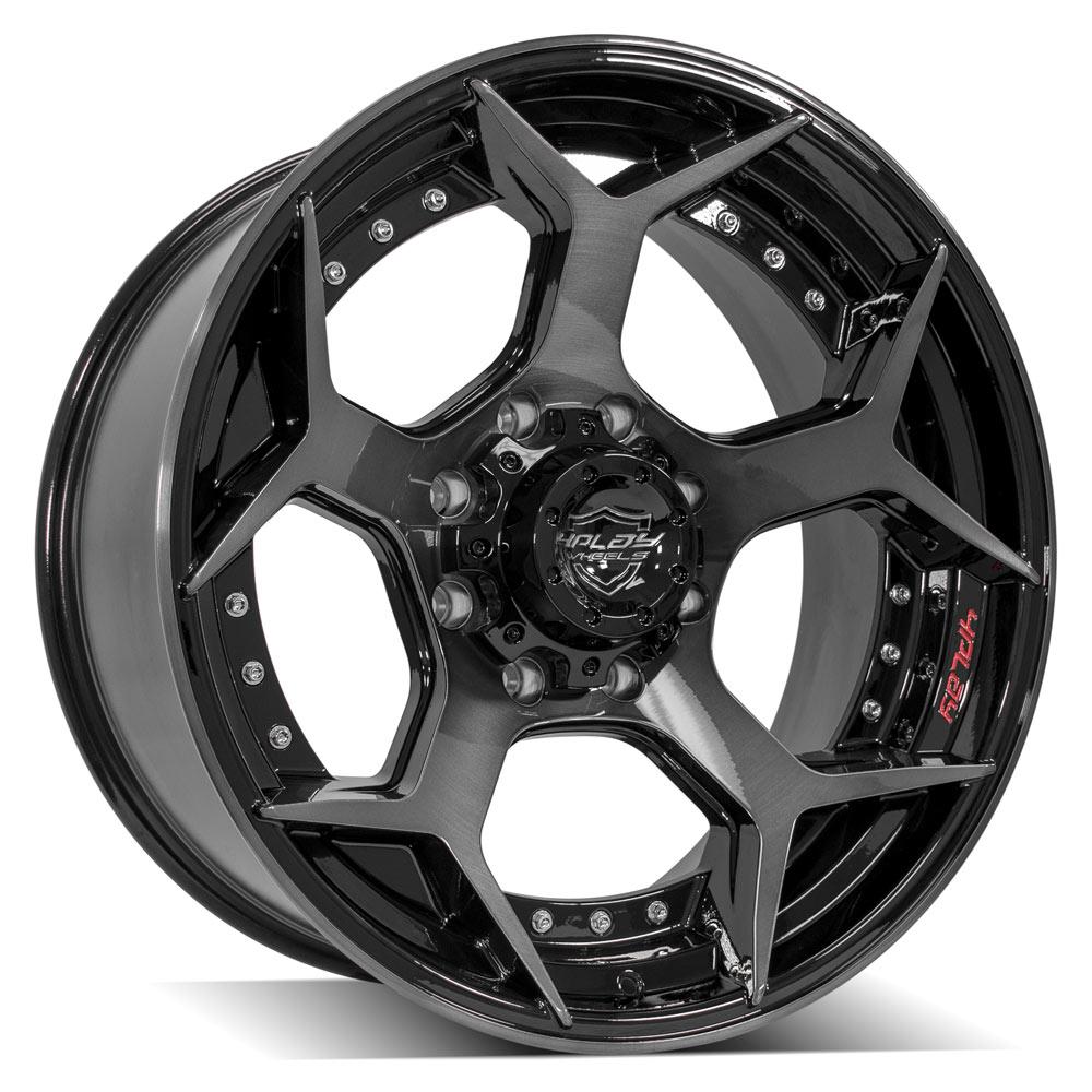 4PLAY 4P50 22x10 8X165.1 -24 GLOSS BLACK W/ BRUSHED FACE & TINTED CLEAR