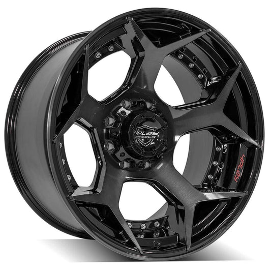 4PLAY 4P50 22x12 8X170 -44 GLOSS BLACK W/ BRUSHED FACE & TINTED CLEAR