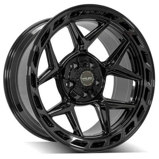 4PLAY 4P55 20x10 5X127, 5X139.7 -18 GLOSS BLACK W/ BRUSHED FACE & TINTED CLEAR