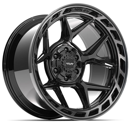 4PLAY 4P55 20x12 6X139.7, 6X135 -44 GLOSS BLACK W/ BRUSHED FACE & TINTED CLEAR