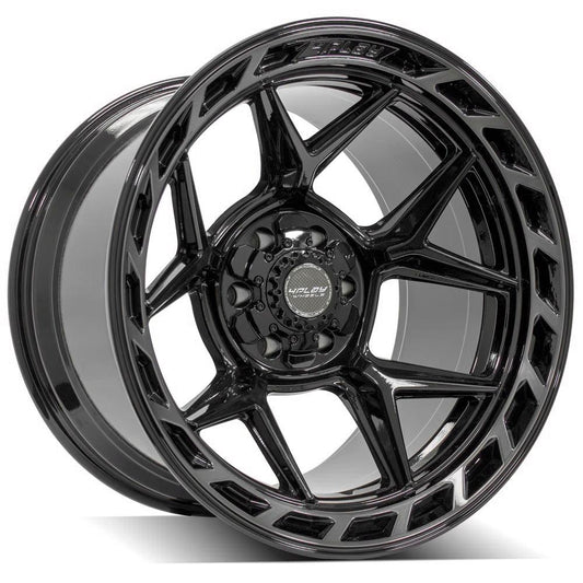 4PLAY 4P55 20x12 6X139.7, 6X135 -44 GLOSS BLACK W/ BRUSHED FACE & TINTED CLEAR