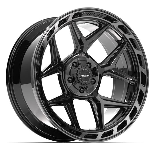 4PLAY 4P55 22x10 5X127, 5X139.7 -18 GLOSS BLACK W/ BRUSHED FACE & TINTED CLEAR