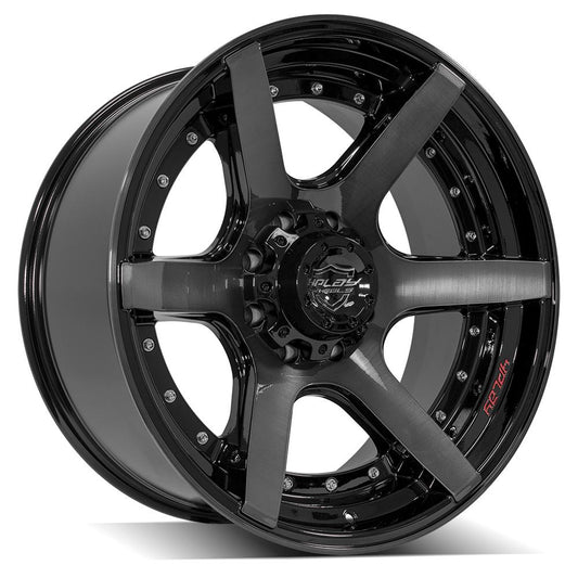 4PLAY 4P60 22x10 8X165.1 -24 GLOSS BLACK W/ BRUSHED FACE & TINTED CLEAR