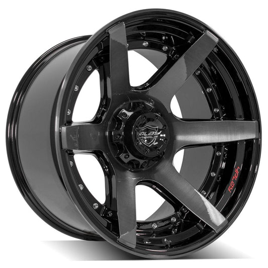 4PLAY 4P60 22x12 6X139.7, 6X135 -44 GLOSS BLACK W/ BRUSHED FACE & TINTED CLEAR