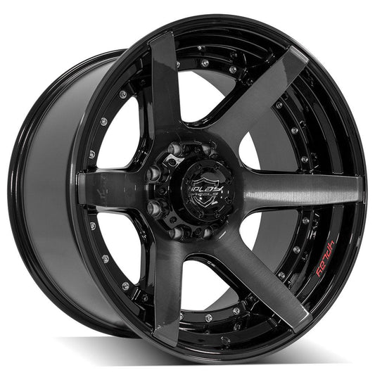 4PLAY 4P60 22x12 8X170 -44 GLOSS BLACK W/ BRUSHED FACE & TINTED CLEAR