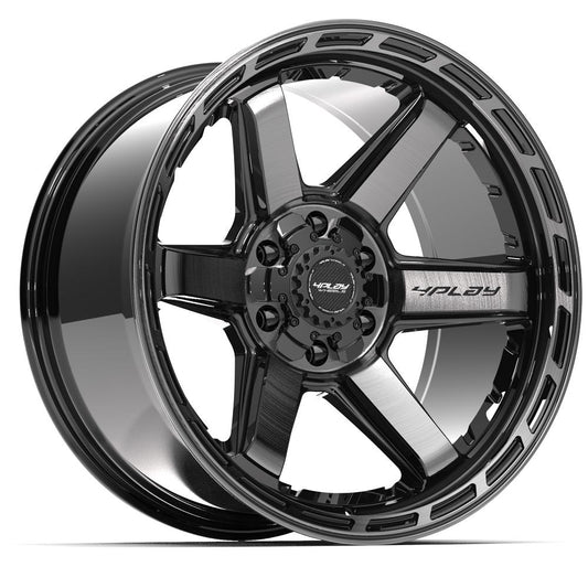 4PLAY 4P63 20x10 5X127, 5X139.7 -18 GLOSS BLACK W/ BRUSHED FACE & TINTED CLEAR