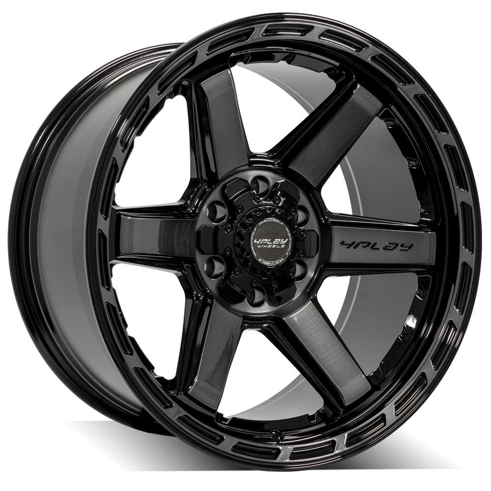 4PLAY 4P63 20x10 6X139.7, 6X135 -18 GLOSS BLACK W/ BRUSHED FACE & TINTED CLEAR