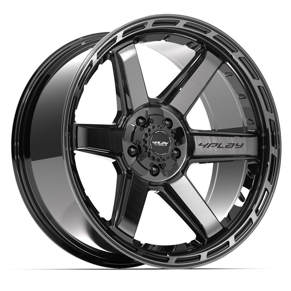 4PLAY 4P63 22x10 5X127, 5X139.7 -18 GLOSS BLACK W/ BRUSHED FACE & TINTED CLEAR