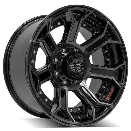 4PLAY 4P70 20x10 8X180 -24 GLOSS BLACK W/ BRUSHED FACE & TINTED CLEAR
