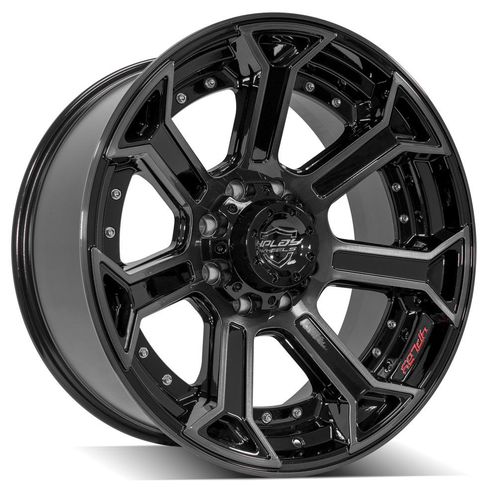 4PLAY 4P70 22x10 8X180 -24 GLOSS BLACK W/ BRUSHED FACE & TINTED CLEAR