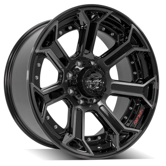 4PLAY 4P70 22x10 8X180 -24 GLOSS BLACK W/ BRUSHED FACE & TINTED CLEAR