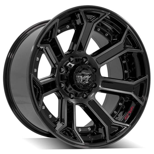 4PLAY 4P70 22x12 8X165.1 -44 GLOSS BLACK W/ BRUSHED FACE & TINTED CLEAR