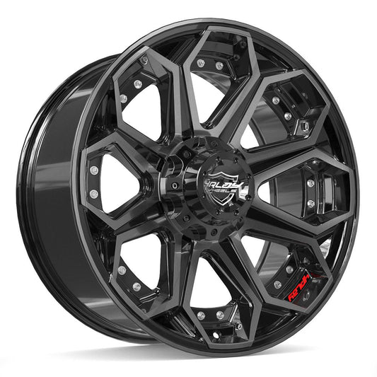4PLAY 4P80R 20x9 5X127, 5X139.7 0 GLOSS BLACK W/ BRUSHED FACE & TINTED CLEAR