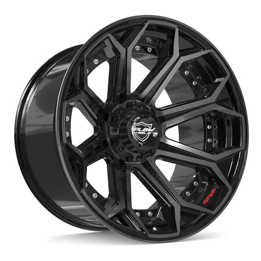 4PLAY 4P80R 22x12 6X139.7, 6X135 -44 GLOSS BLACK W/ BRUSHED FACE & TINTED CLEAR