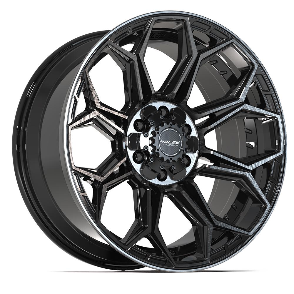4PLAY 4P83 20x9 6X139.7, 6X135 0 GLOSS BLACK W/ BRUSHED FACE & TINTED CLEAR