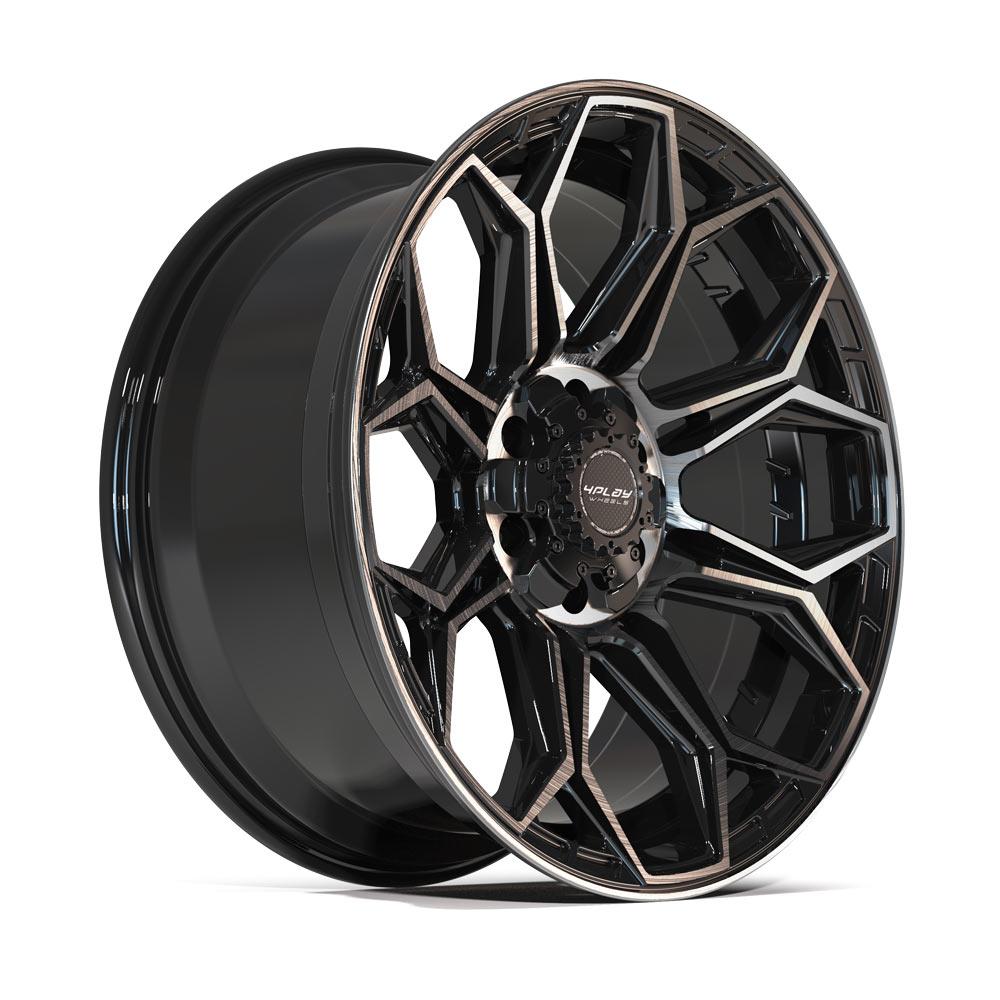 4PLAY 4P83 20x9 6X139.7, 6X135 0 GLOSS BLACK W/ BRUSHED FACE & TINTED CLEAR