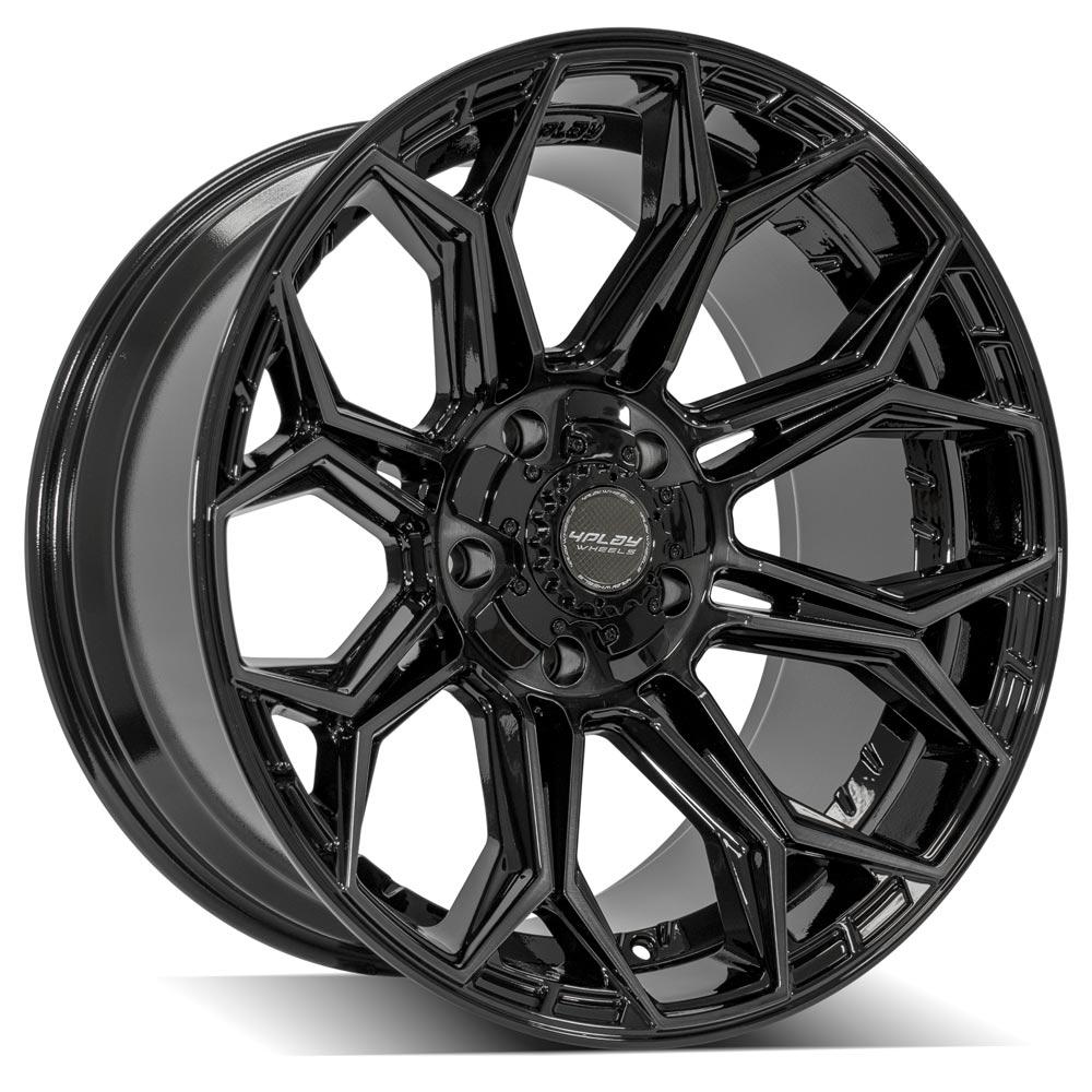4PLAY 4P83 20x10 5X127, 5X139.7 -18 GLOSS BLACK W/ BRUSHED FACE & TINTED CLEAR