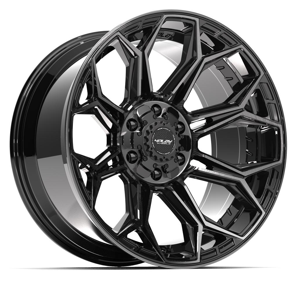4PLAY 4P83 20x10 6X139.7, 6X135 -18 GLOSS BLACK W/ BRUSHED FACE & TINTED CLEAR
