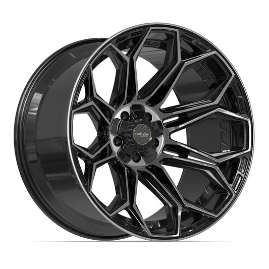 4PLAY 4P83 22x12 5X127, 5X139.7 -44 GLOSS BLACK W/ BRUSHED FACE & TINTED CLEAR