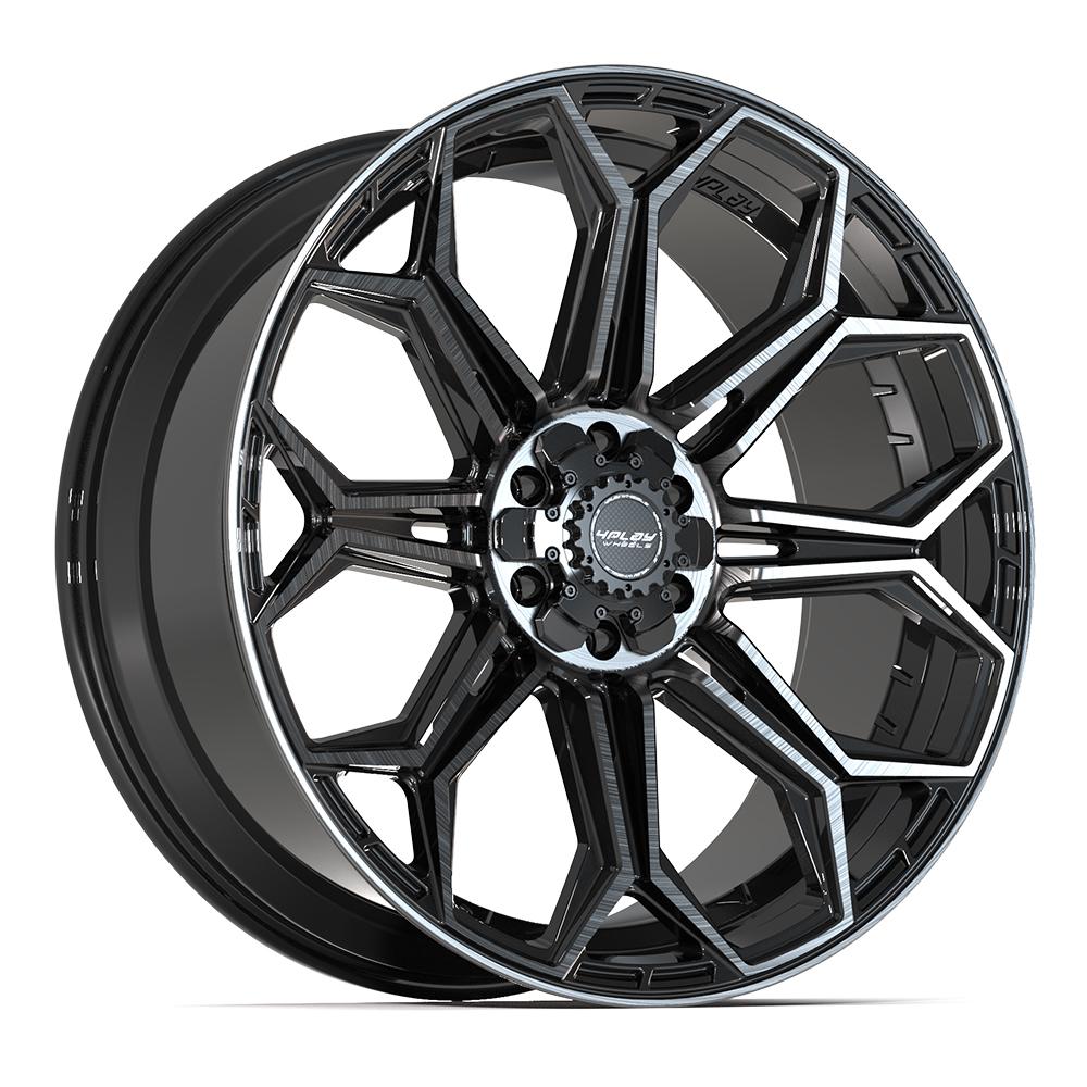 4PLAY 4P83 24x10 6X139.7, 6X135 18 GLOSS BLACK W/ BRUSHED FACE & TINTED CLEAR