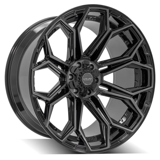 4PLAY 4P83 24x12 6X139.7, 6X135 -44 GLOSS BLACK W/ BRUSHED FACE & TINTED CLEAR