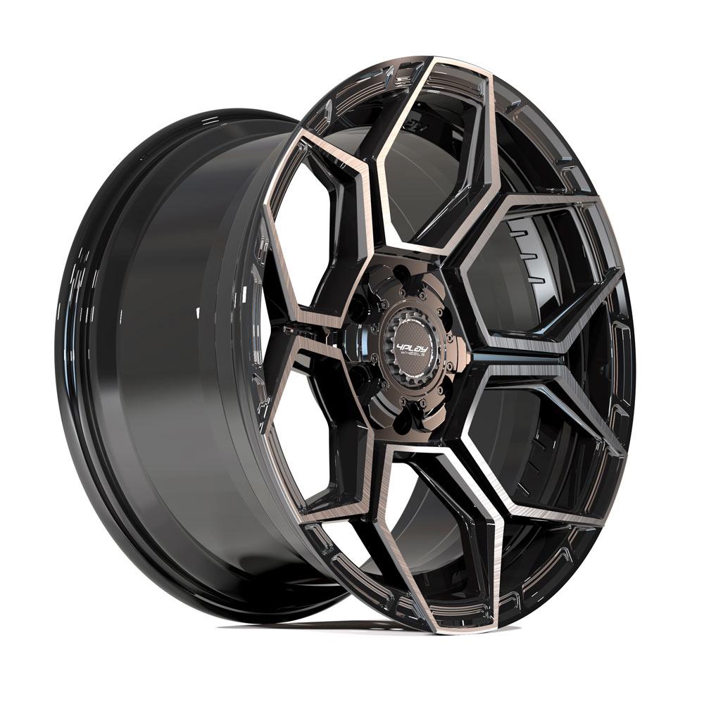 4PLAY 4PS26 18x8 5X112, 5X114.3 38 GLOSS BLACK W/ BRUSHED FACE & TINTED CLEAR