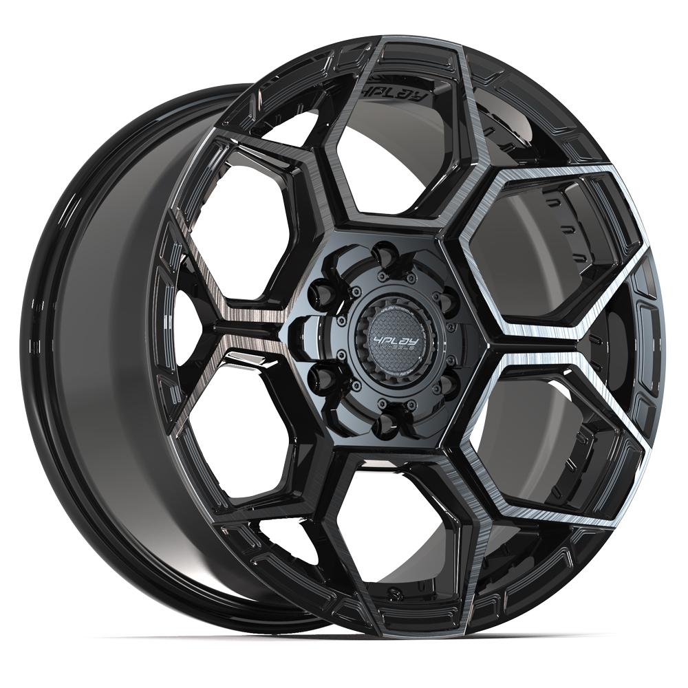 4PLAY 4PS26 18x9 6X139.7, 6X135 18 GLOSS BLACK W/ BRUSHED FACE & TINTED CLEAR