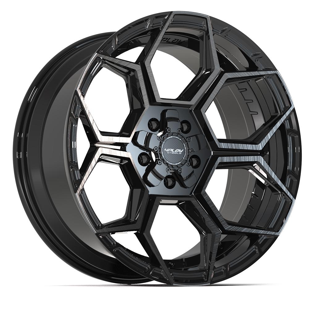4PLAY 4PS26 20x9 5X127, 5X139.7 -6 GLOSS BLACK W/ BRUSHED FACE & TINTED CLEAR