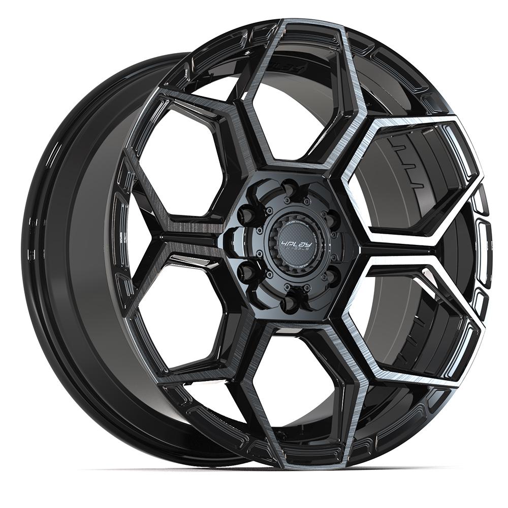 4PLAY 4PS26 20x9 6X139.7, 6X135 18 GLOSS BLACK W/ BRUSHED FACE & TINTED CLEAR