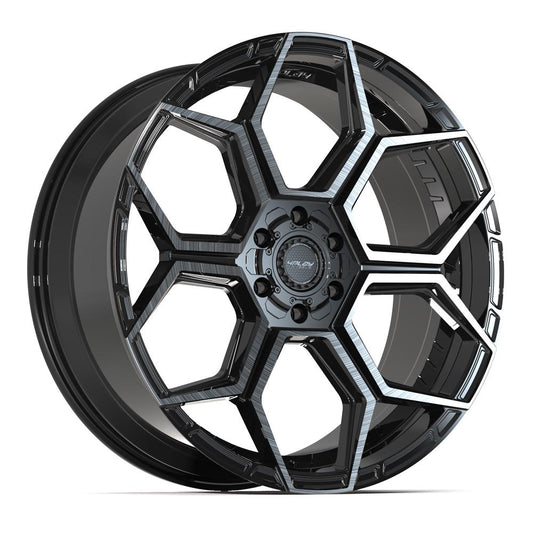 4PLAY 4PS26 24x10 6X139.7, 6X135 24 GLOSS BLACK W/ BRUSHED FACE & TINTED CLEAR