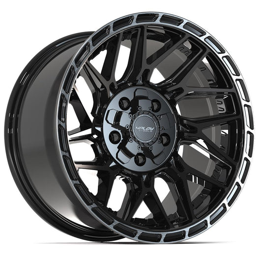 4PLAY 4PS28 17x9 5X127, 5X139.7 -6 GLOSS BLACK W/ BRUSHED FACE & TINTED CLEAR