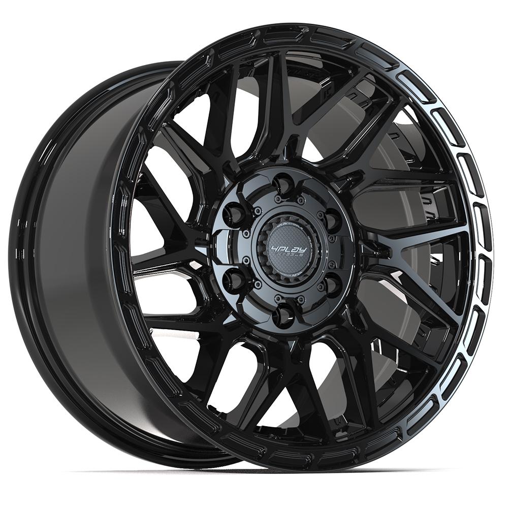 4PLAY 4PS28 17x9 6X139.7, 6X135 18 GLOSS BLACK W/ BRUSHED FACE & TINTED CLEAR