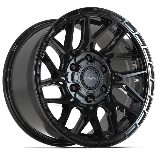4PLAY 4PS28 17x9 6X139.7, 6X135 18 GLOSS BLACK W/ BRUSHED FACE & TINTED CLEAR