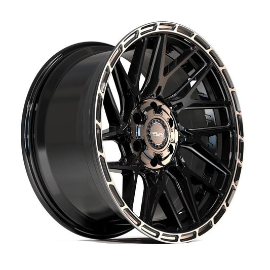 4PLAY 4PS28 18x8 5X112, 5X114.3 38 GLOSS BLACK W/ BRUSHED FACE & TINTED CLEAR